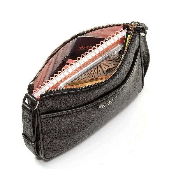 kate spade run around medium crossbody - black multi - Picture 4 of 7